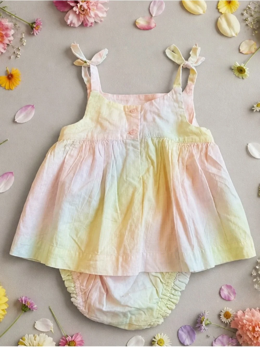 GAP Pastel Tie-Dye Pink Yellow Blue Ruffle Matching Set